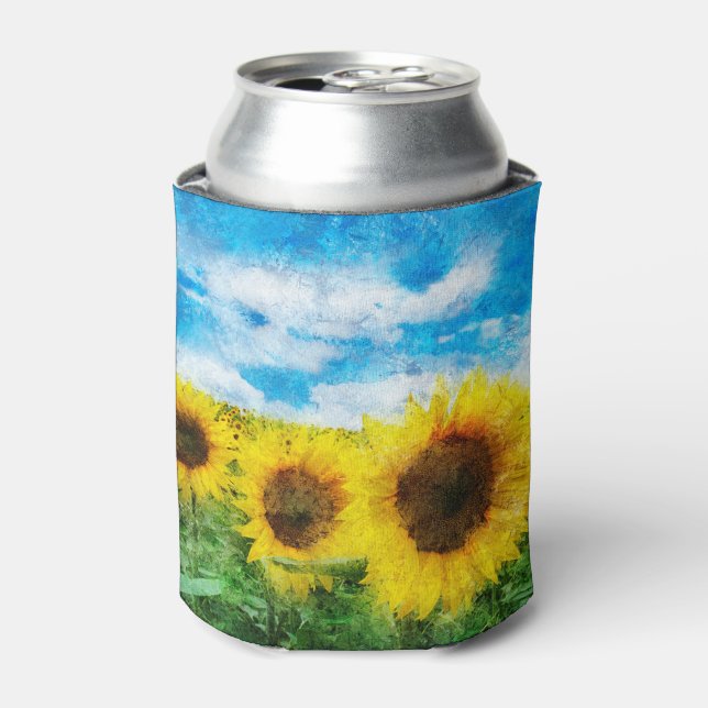 Sunflowers painting can cooler (Can Front)