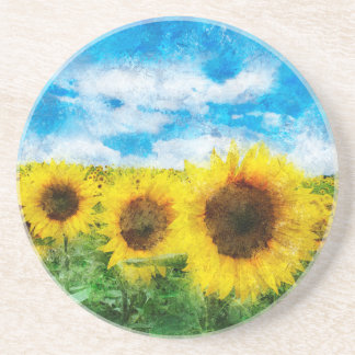 Sunflowers painting coaster