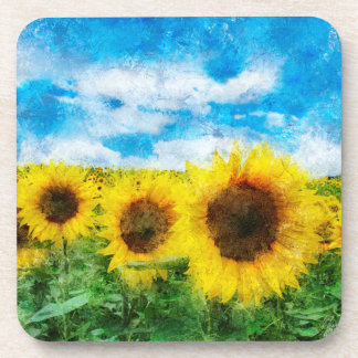 Sunflowers painting coaster