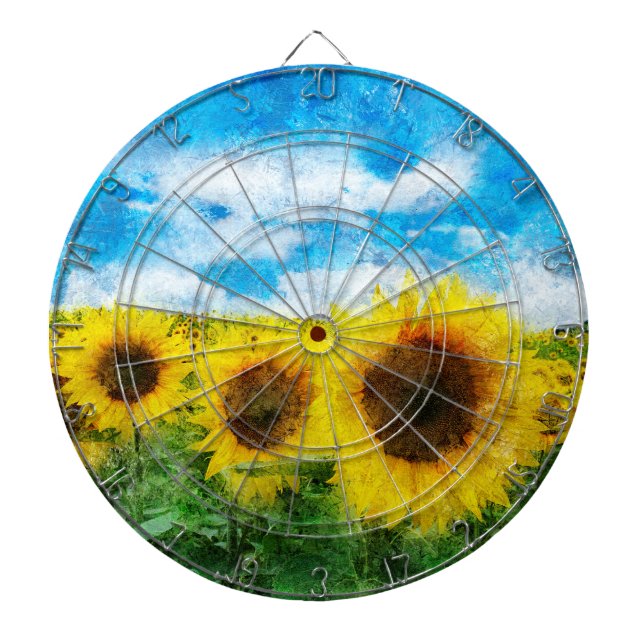 Sunflowers painting dartboard (Front)