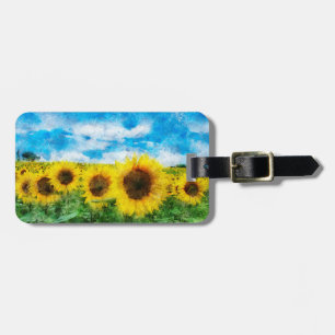 Sunflowers painting luggage tag