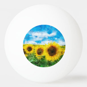 Sunflowers painting ping pong ball