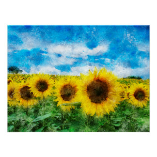 Sunflowers painting poster