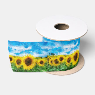 Sunflowers painting satin ribbon