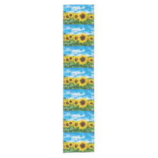 Sunflowers painting short table runner