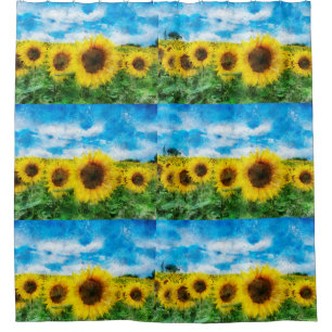 Sunflowers painting shower curtain