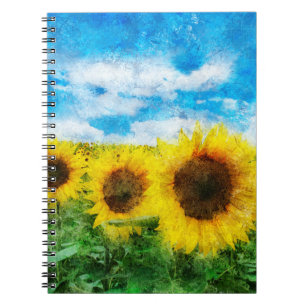 Sunflowers painting spiral notebook