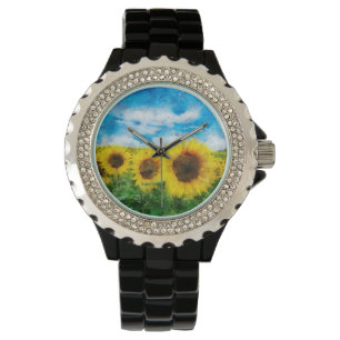 Sunflowers painting watch