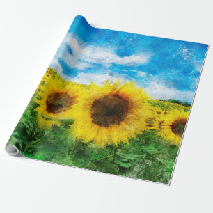 Sunflowers painting wrapping paper