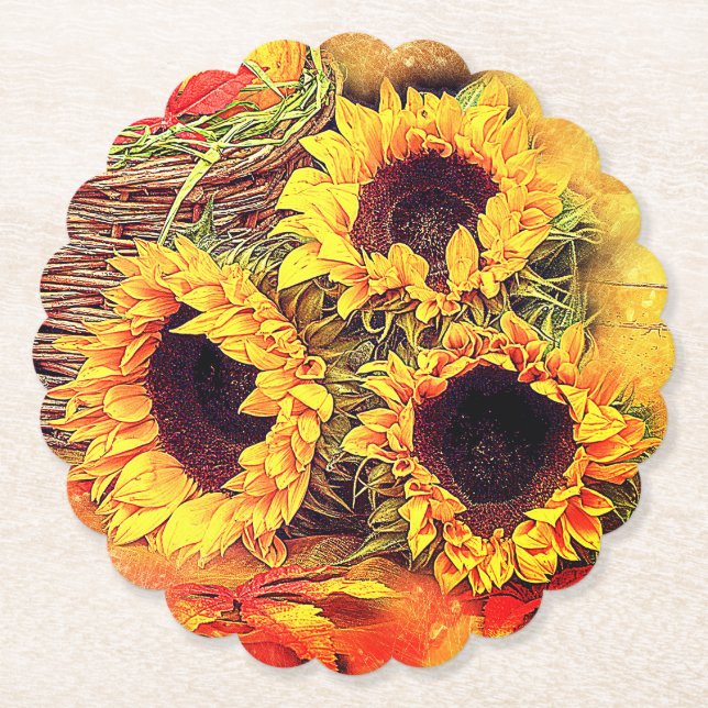 Sunflowers Paper Coaster (Front)
