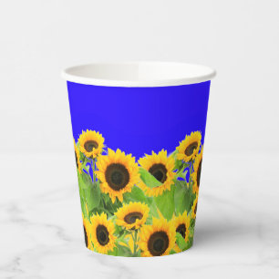 Sunflowers Paper Cups Ukrainian Flag Colours