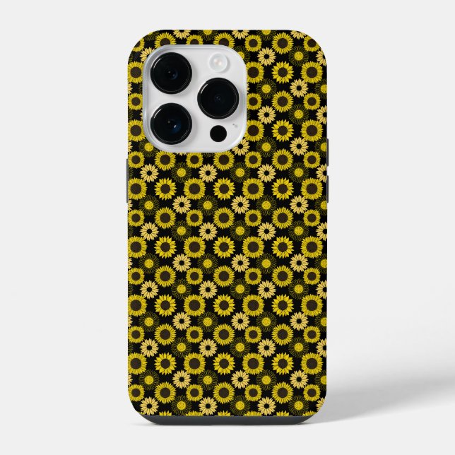 Sunflowers pattern bx4 Black BG iPhone Case (Back)