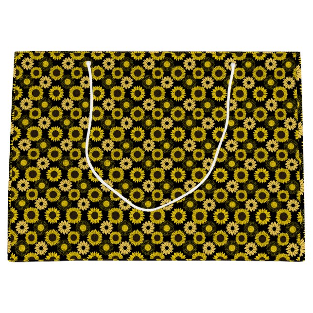 Sunflowers pattern bx4 Black BG Large Gift Bag (Front)