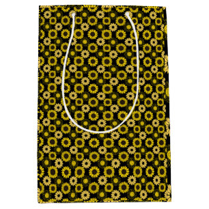 Sunflowers pattern bx4 Black BG Medium Gift Bag