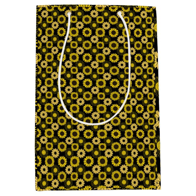 Sunflowers pattern bx4 Black BG Medium Gift Bag (Front)