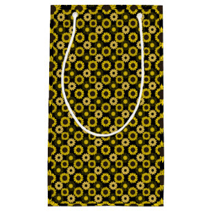 Sunflowers pattern bx4 Black BG Small Gift Bag