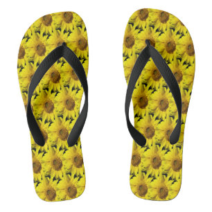 Sunflowers Pattern Cust. BG Colour Black Flip Flop
