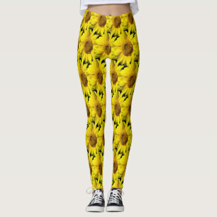 Sunflowers Pattern Cust. BG Colour Black Legging