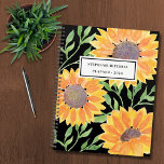 Sunflowers Personalised 2023 Planner<br><div class="desc">This unique Planner is decorated with yellow watercolor sunflowers and green leaves on a black background. 
Easily customisable with your name and year.
Because we create our artwork you won't find this exact image from other designers.
Original Watercolor © Michele Davies.</div>