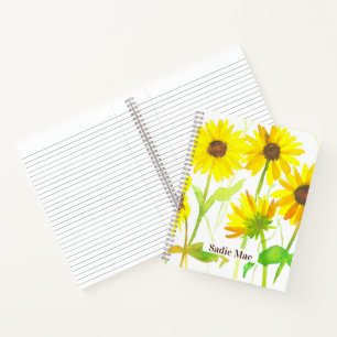 Sunflowers Personalised Custom Name Journal
