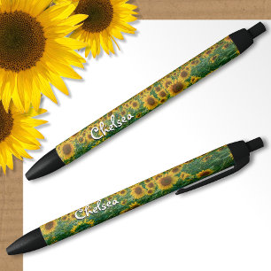 Sunflowers Personalised Pen Custom Name Chelsea