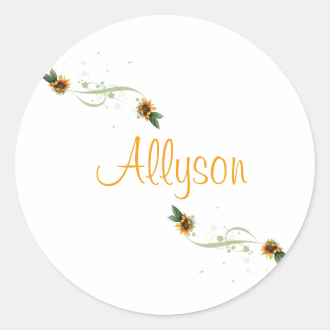 Sunflowers Personalised Stickers (Front)