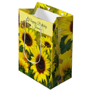 Sunflowers Personalizable Medium Gift Bag