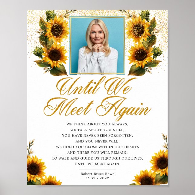 Sunflowers Photo Elegant Funeral Poem Sign (Front)