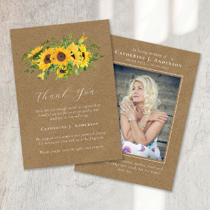 Sunflowers Photo Sympathy Funeral Thank You Card
