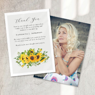 Sunflowers Photo Sympathy Funeral Thank You Card