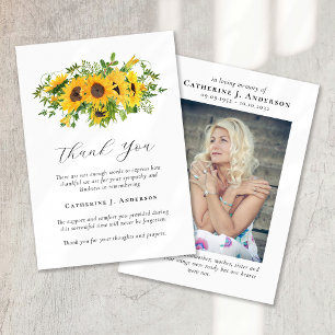 Sunflowers Photo Sympathy Funeral  Thank You Card
