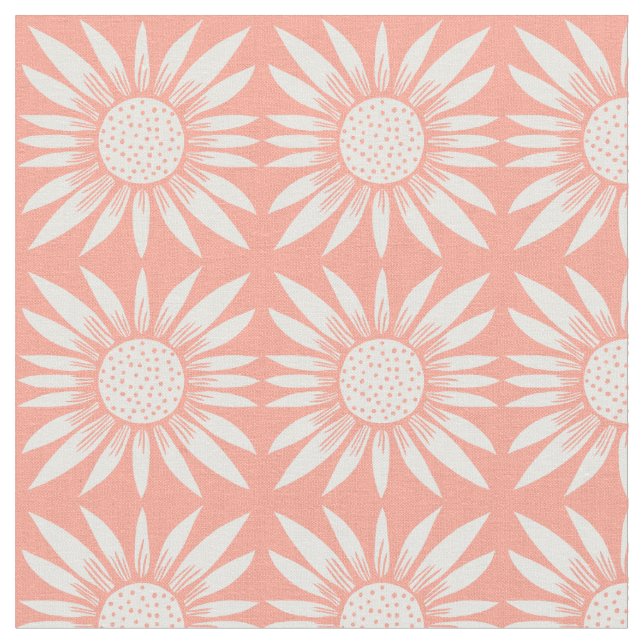 Sunflowers Pink Tile Pattern Fabric (Close Up)