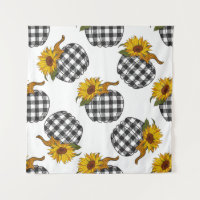 Sunflowers, plaid pumpkin, farmhouse decor