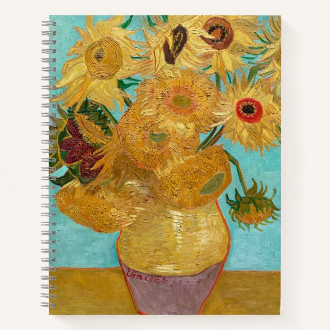 Sunflowers, Post Impressionist Still Life Painting Notebook (Front)
