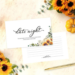 Sunflowers Pumpkin Bridal Shower Date Night Cards