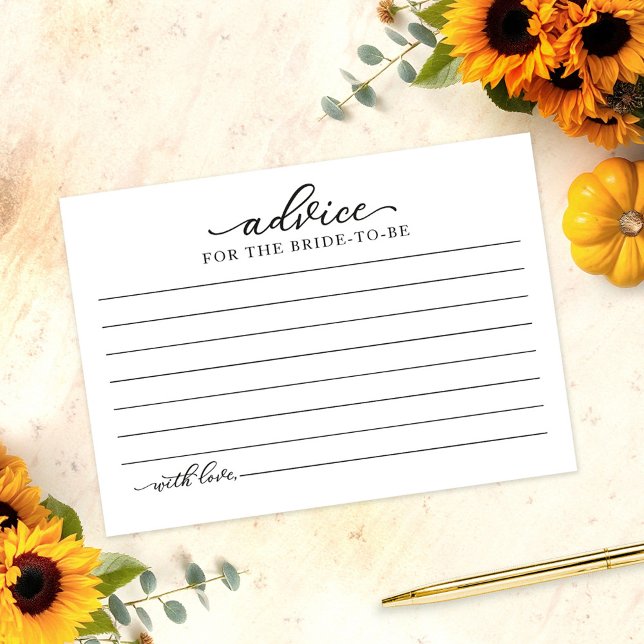 Sunflowers Pumpkin Fall Bridal Shower Advice Card (Creator Uploaded)