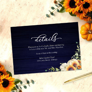 Sunflowers Pumpkin Fall Wedding Details Enclosure Card