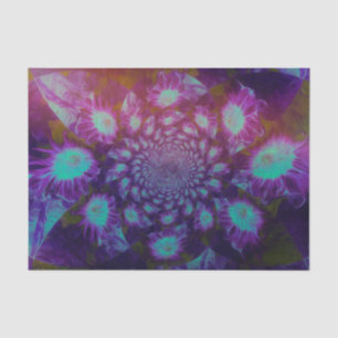 Sunflowers Purple Teal Abstract Art Decoupage Tissue Paper