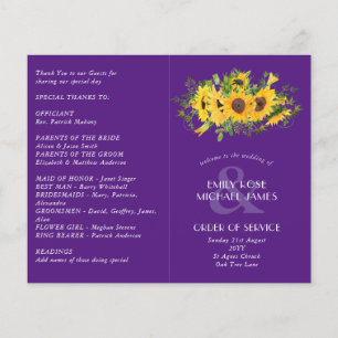Sunflowers Purple Wedding Program or other event