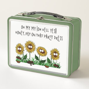 Sunflowers ready to party metal lunch box