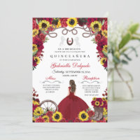 Sunflowers Red Roses Cowgirl Western Quinceanera