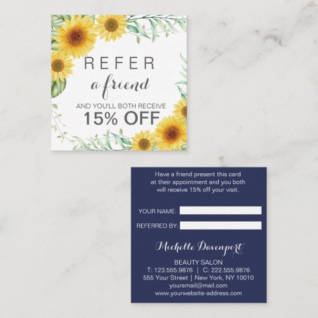 Sunflowers referral card (Front/Back)