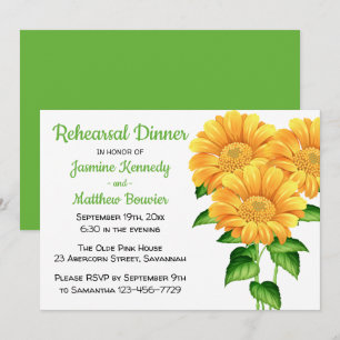 Sunflowers Rehearsal Dinner Green Wedding Flowers Invitation