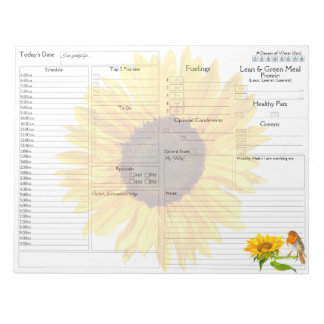 Sunflowers Robin Daily Planner 5 - 1 Food Journal Notepad