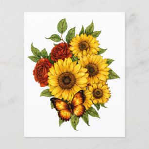 Sunflowers Roses Butterfly Decoupage & Scrapbook