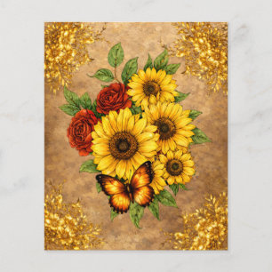 Sunflowers Roses Butterfly Decoupage & Scrapbook