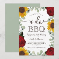 Sunflowers Roses Sage Green I Do BBQ Engagement