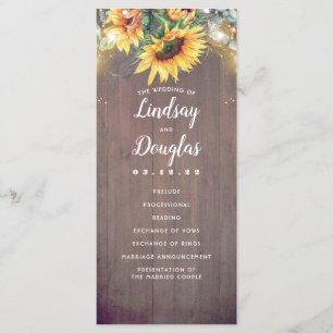 Sunflowers Rustic Country Fall Wedding Programs Programme
