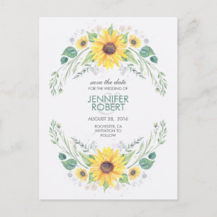 Sunflowers Rustic Country Save the Date Announcement Postcard