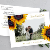 Sunflowers rustic elegant save the date wedding